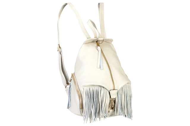 Ekskluzywny-wygodny-plecak-torebka-damska-ze-skory- naturalnej -Boho-VOOC-kremowy-cream