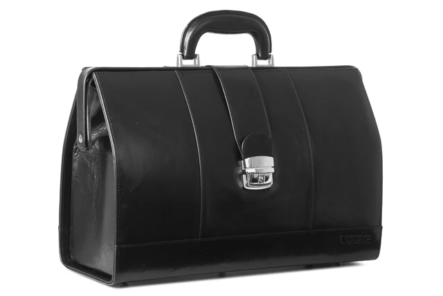 Skórzana torba lekarska VOOC Prestige PK5, elegancka, przestronna, zamykana na bigiel.