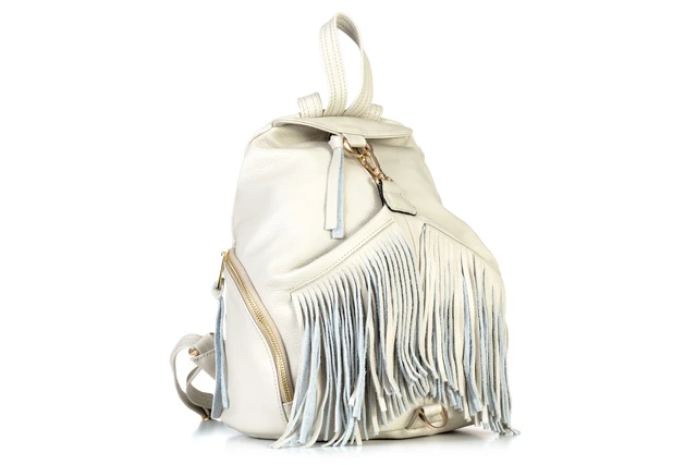 Ekskluzywny-wygodny-plecak-torebka-damska-ze-skory- naturalnej -Boho-VOOC-kremowy-cream