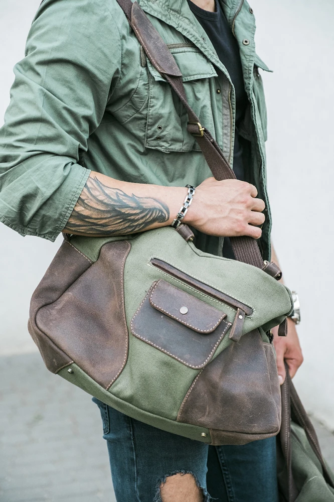 Torba canvas skóra naturalna na ramię Tiara VOOC EC7