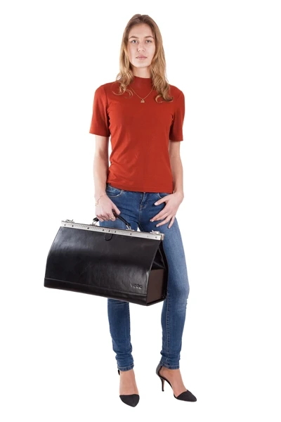 Duża torba ze skóry kufer lekarski VOOC Prestige PK6, zamknięcie biglowe