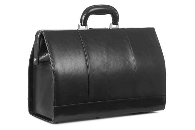 Skórzana torba lekarska VOOC Prestige PK5, elegancka, przestronna, zamykana na bigiel.